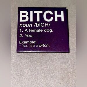 B*tch Definition Square Button Pin. NWT